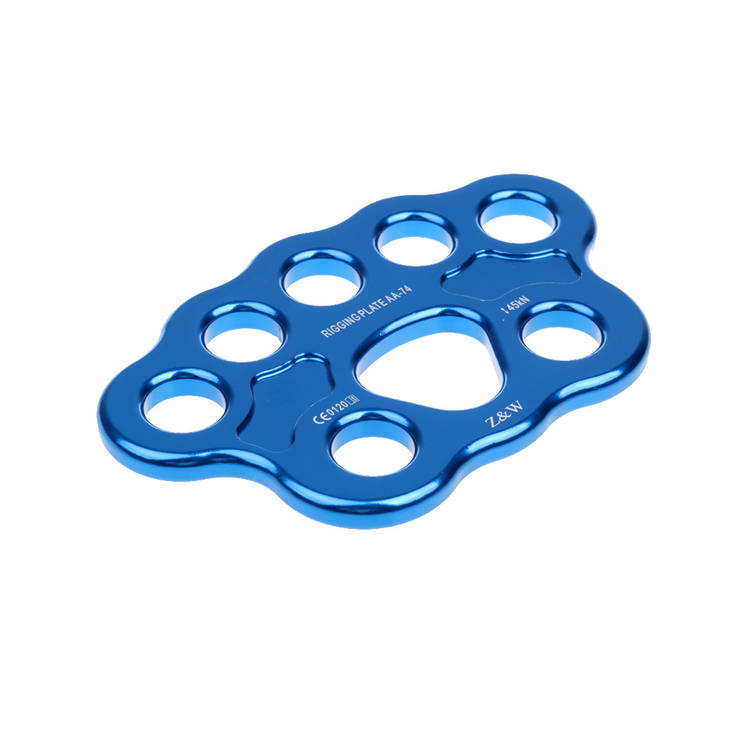 45KN 8-hole Paw Rigging Plate for Aerial Dance & Rock Climbing Arborist Blue