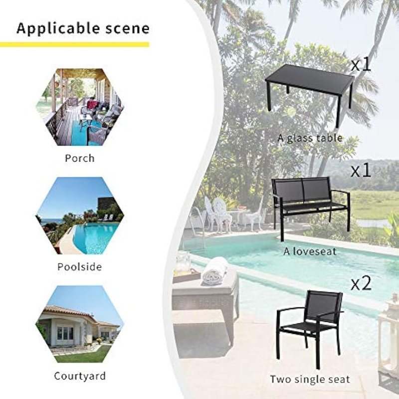 Title 6, Shintenchi 4 Pieces Patio Furniture Set All Wea...