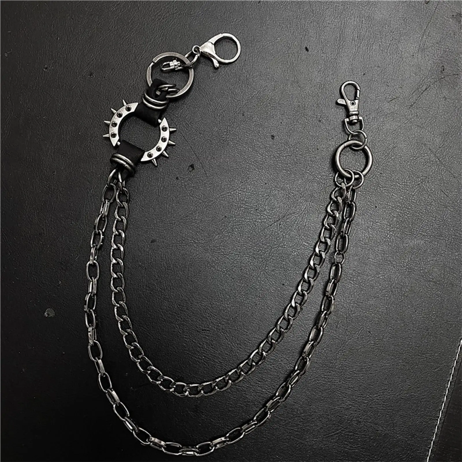 Waist Chain Black with 2 Way Tracking Punk Style Cool Vintage Fashion Unisex Keychain Wallet Chains for Men Goth Punk Trousers