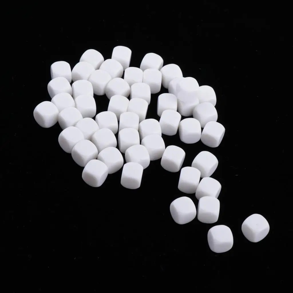 50pcs Blank 12mm Round D6 Die Cubes White for Board DIY Sticker 