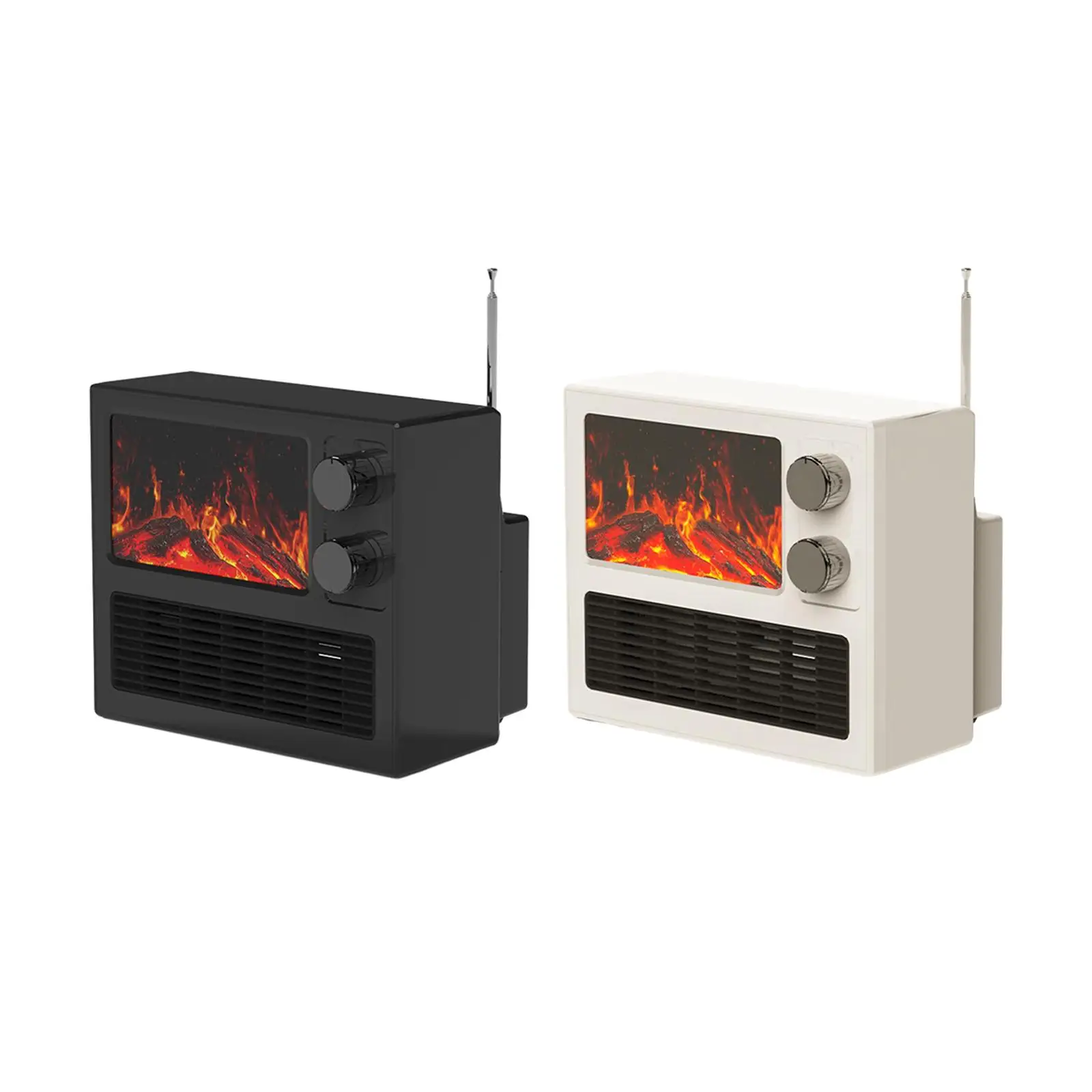 Small Electric Fireplace Freestanding Quiet with Flame Effect 1000W Space Heater for Office Dormitory Apartment Farmhouse Home
