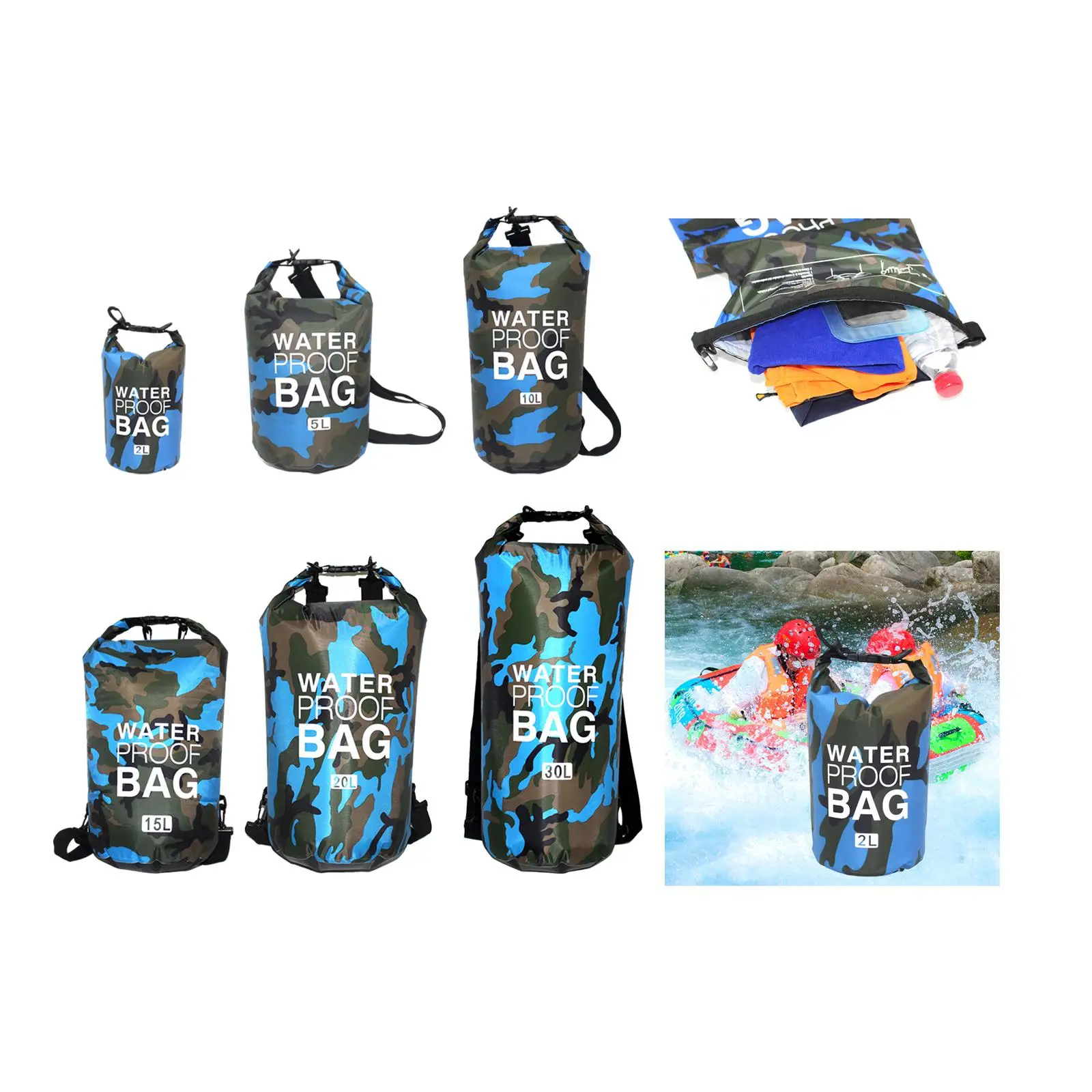 Waterproof Bag, Floating Waterproof Backpack, Roll up Top Rafting Storage Bag with Shoulder Strap for Boating