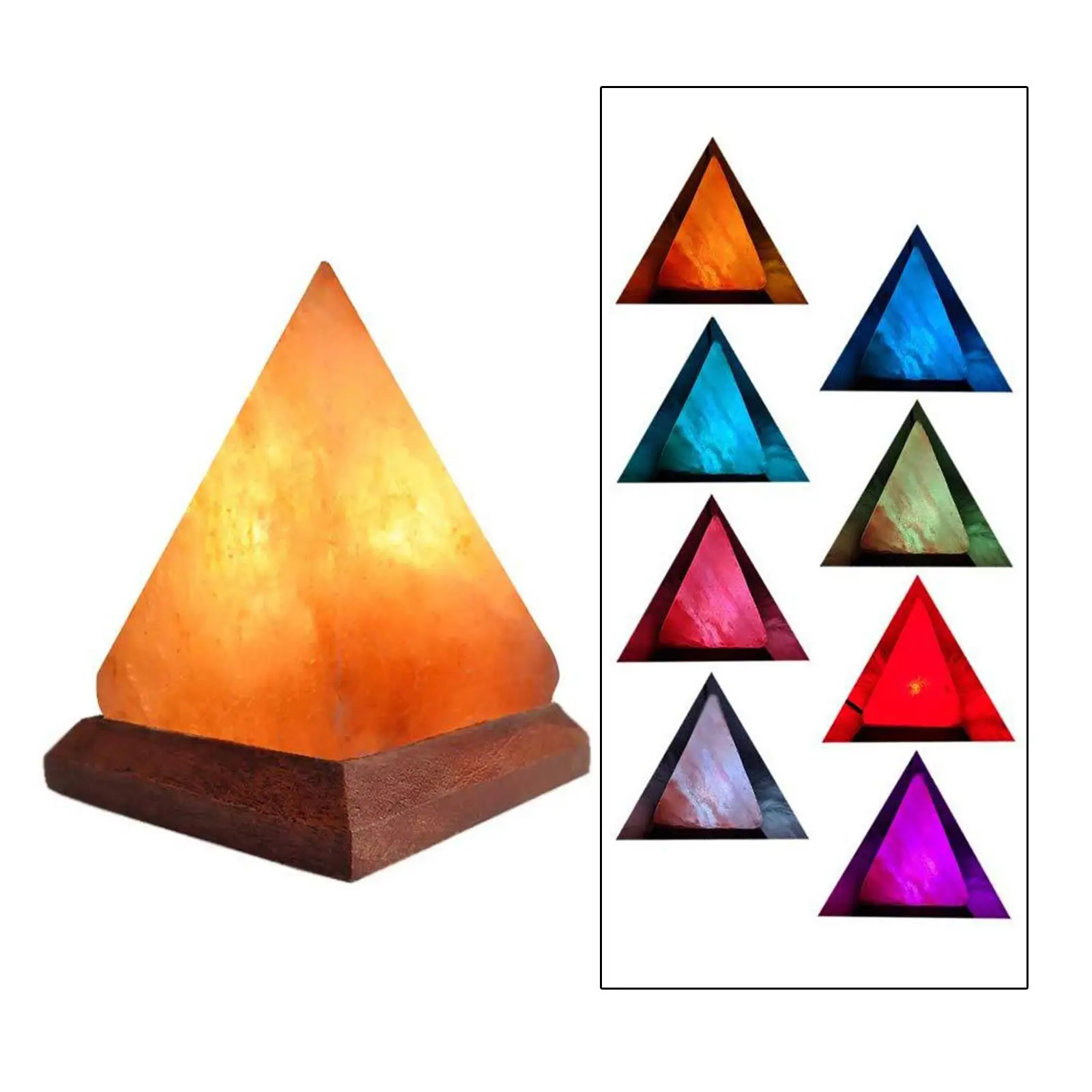 Portable Salt Lamp, USB Color Changing Rock Cord Wooden Light for Decor Desk
