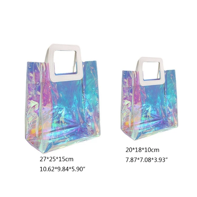 Shopping borsa Holo-graphic regalo di compleanno riutilizzabile borsa in  PVC per donna ragazza regalo di natale iridescente borsa colorata con  manico - AliExpress