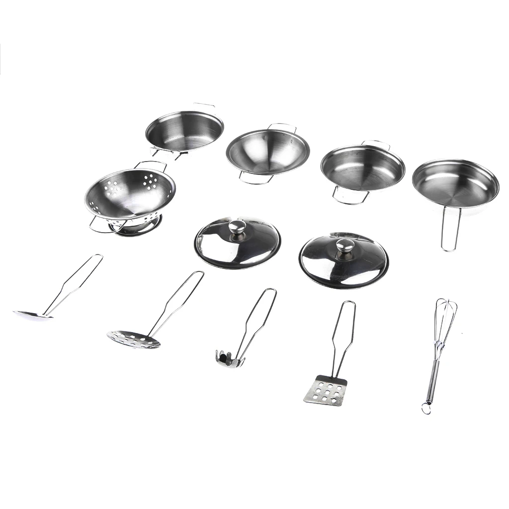 12pcs Mini Cookware Set Stainless Cooking Preschool Toys C