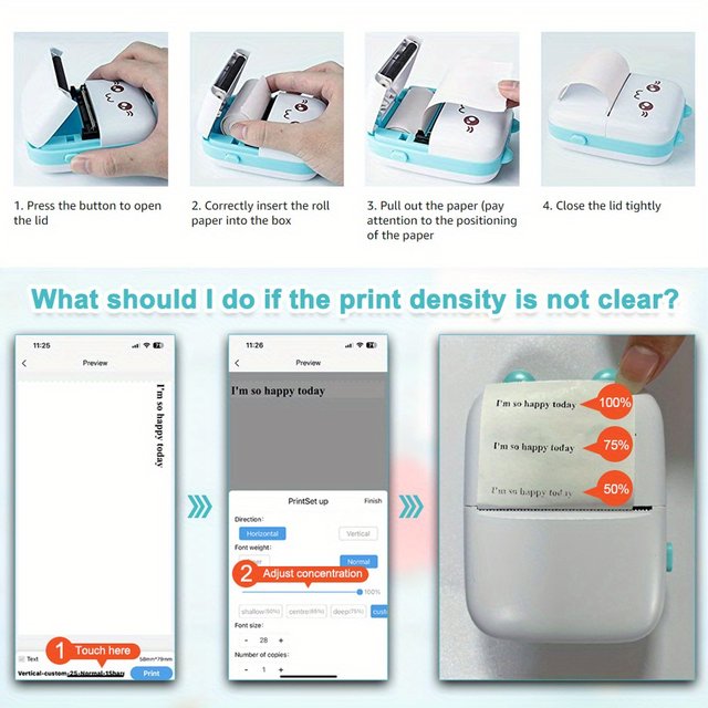ミニポケットプリンター、写真用のワイヤレスbt接続サーマル