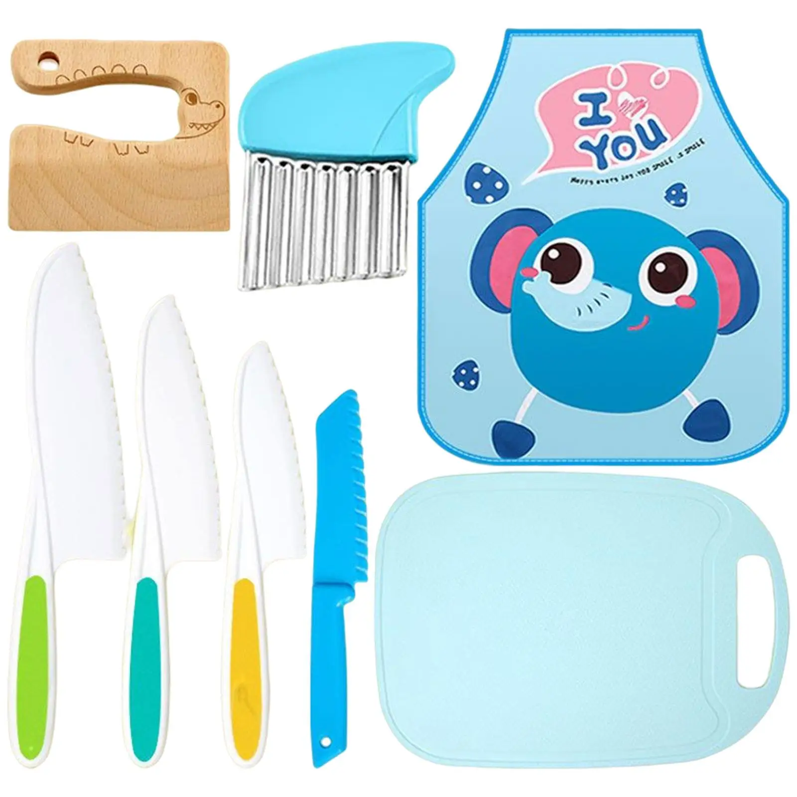 8x Children Apron and Cutting Board Cooking Toys Early Educational Toy for Toddler Holiday Gifts