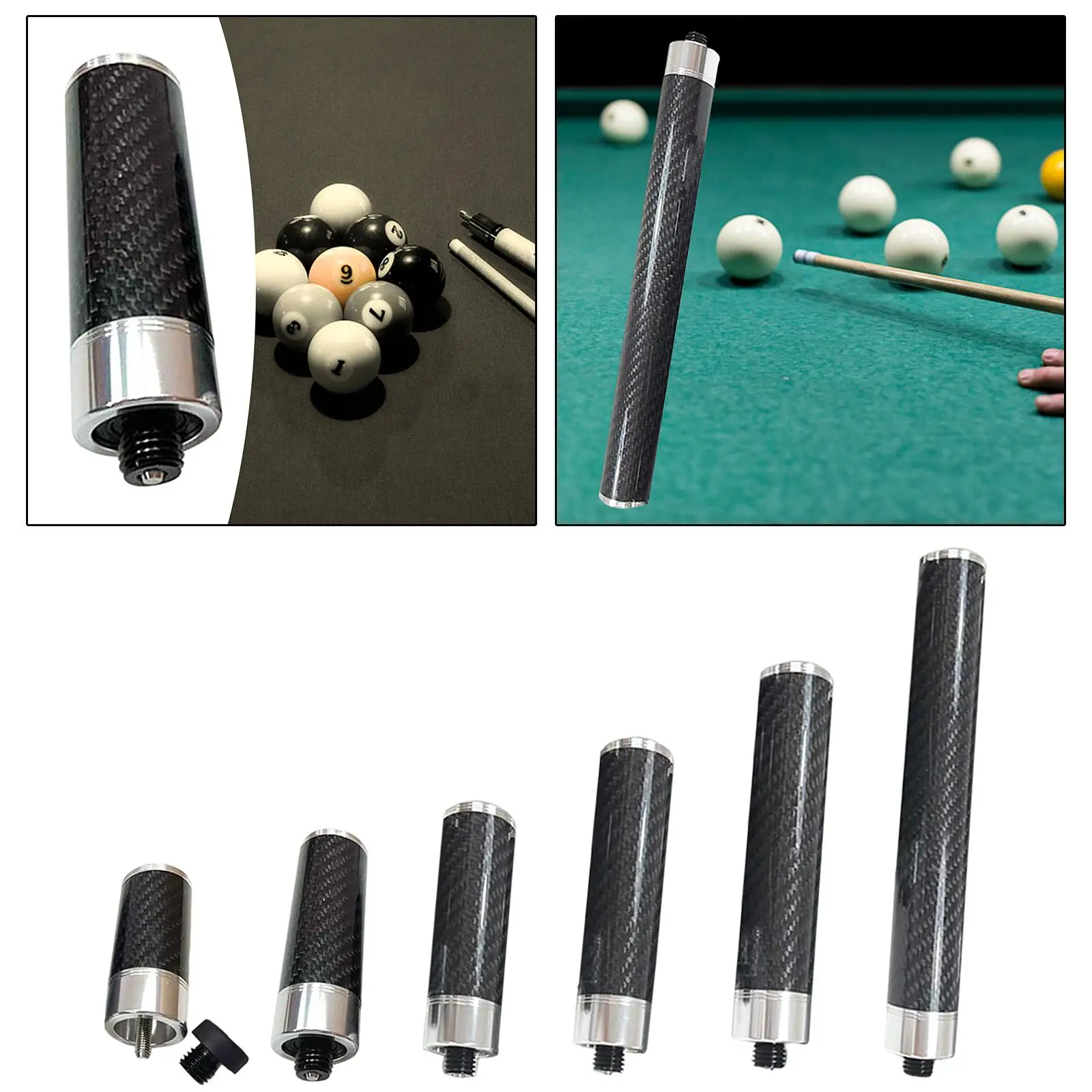 Billiards Pool Cue Extension with Back Cap Compact Billiard Connect Shaft