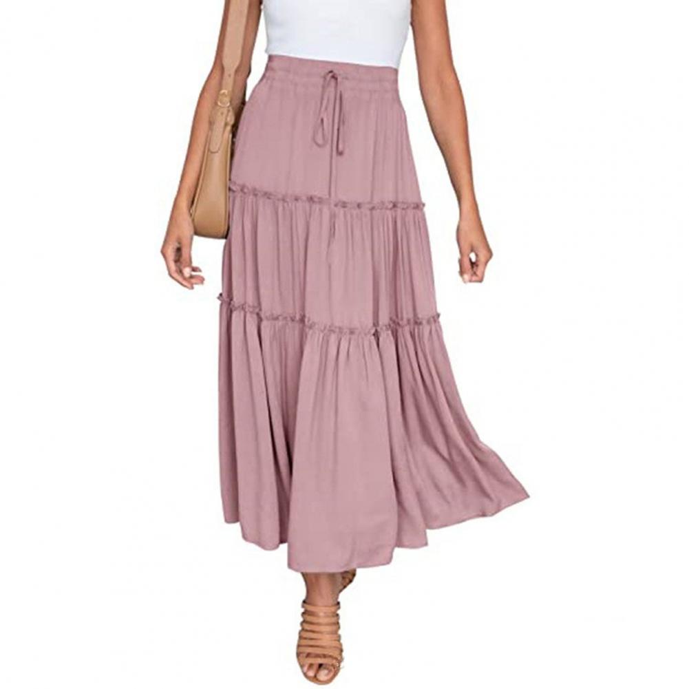 Title 1, Women Chiffon Pleated Skirt Large Hem High Wais...