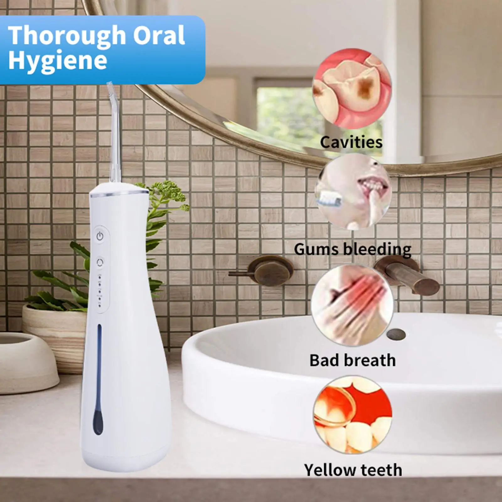Oral Irrigator Portable 5 Cleaning Modes Water Flossers for Teeth for Office Tooth Cleaner for Home Travel 300ML Water Tank