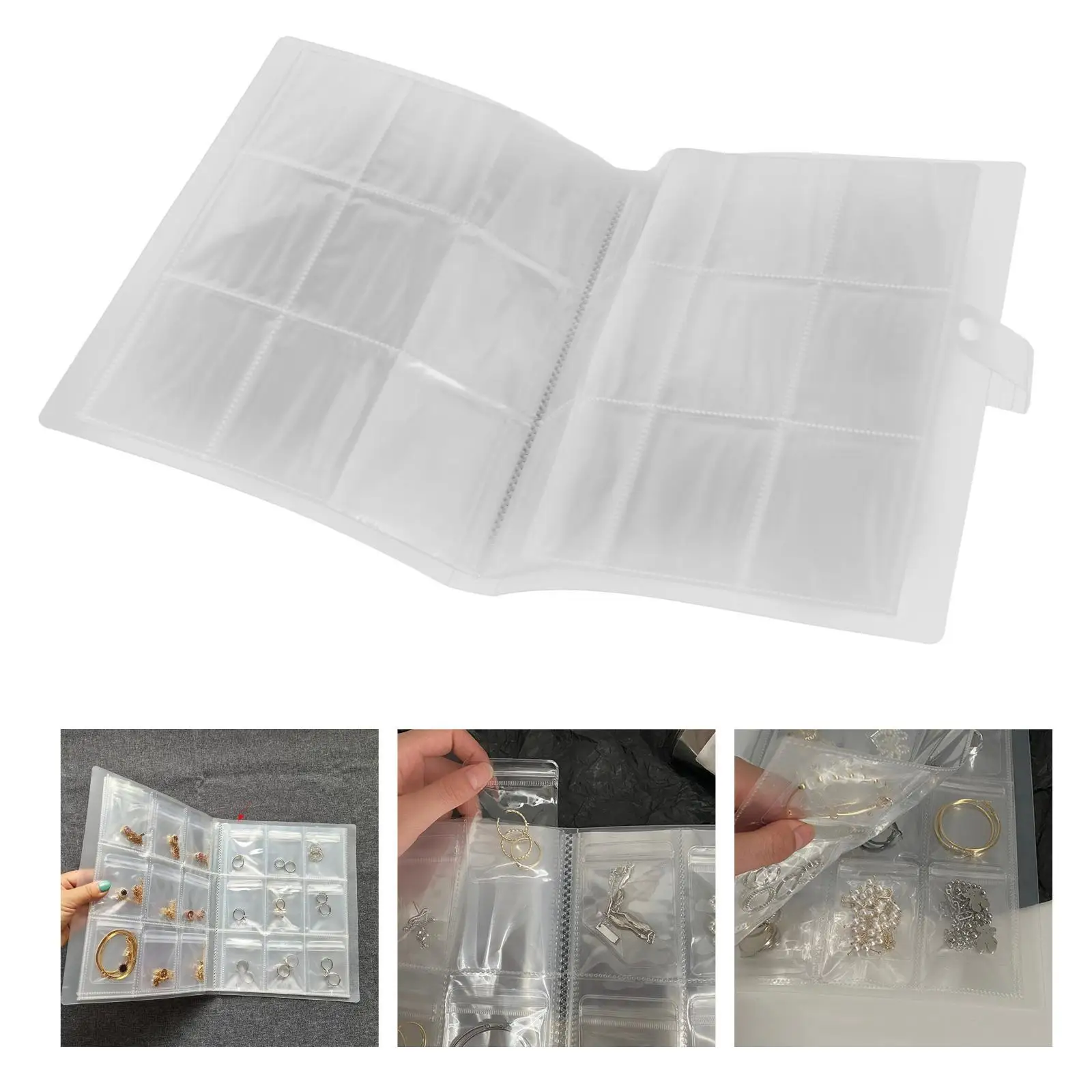 Clear Earring Display Album Pouch Portable Organizer Box Durable Booklet Gift Jewelry Storage Book for Travel Bracelet Ear Hook