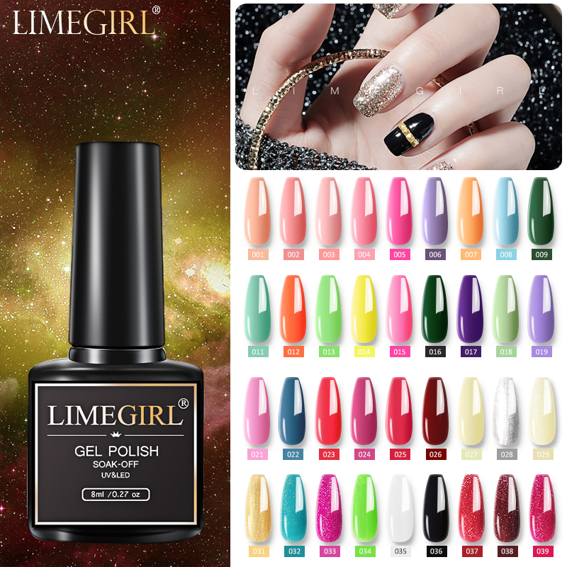 Best of Limegirl Fashion Gel Nail Polish Semi Permanent Sequins Flakes Shiny Glossy UV LED Nails Art Design Gels Varnish Lacquer 8ml Reviews & Tips