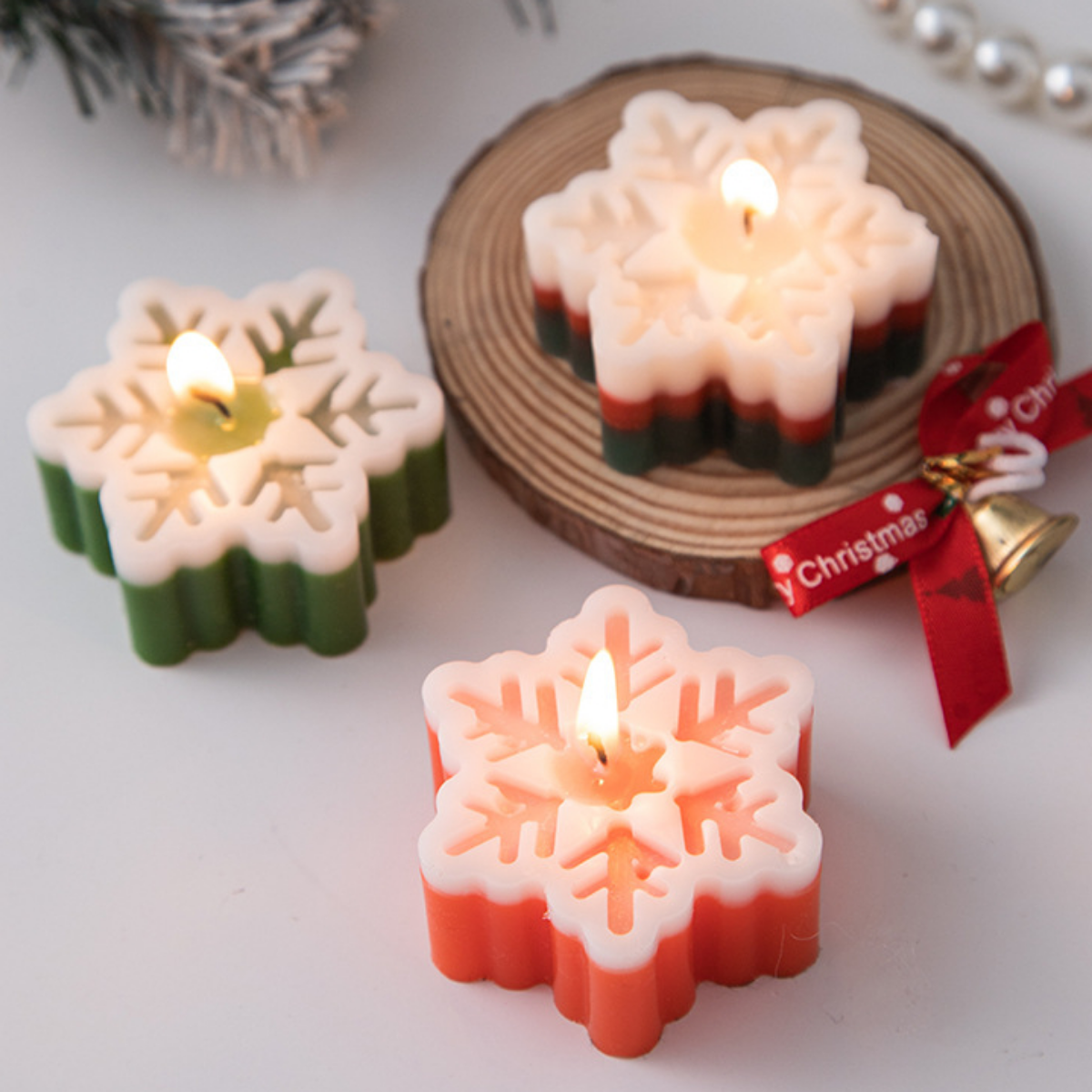 Description Picture 2 of itemWinter Snowflake Candle Silicone Mold 3D Hexagonal Snow Soap Resin Crystal Mould Chocolate Mousse Cake Decor Christmas Gifts
