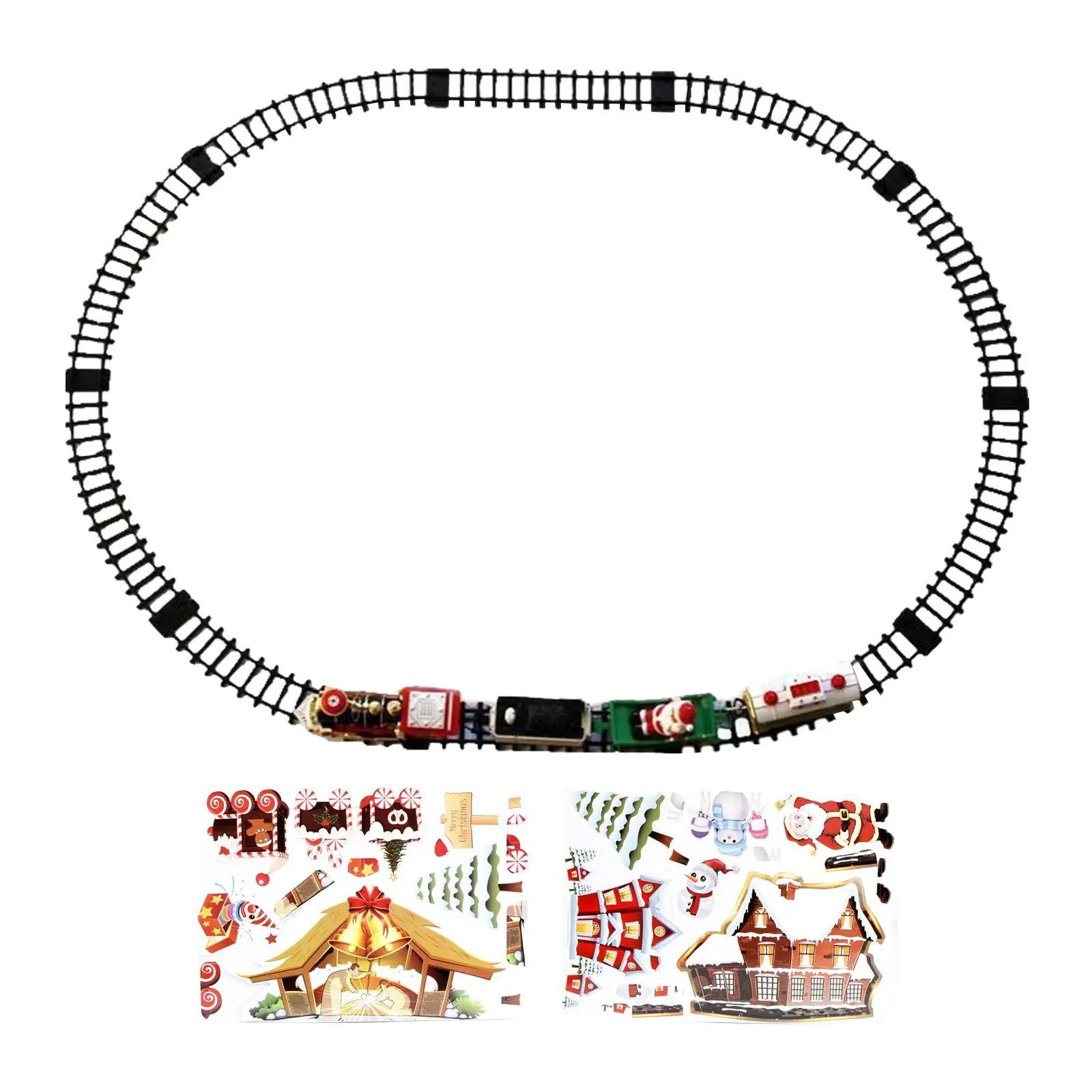 Electric Christmas Toy Train with Lights and Sounds Xmas Tree Decors Railway Track Set for Girls Boys Toddlers New Year Gifts