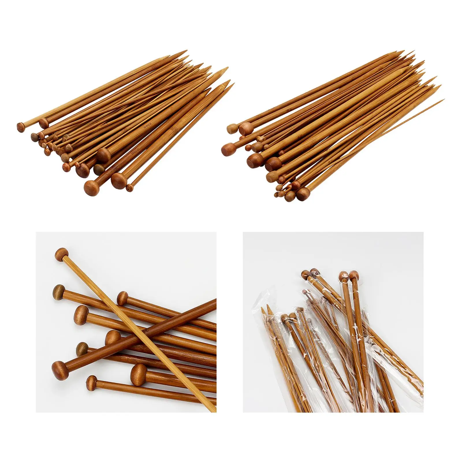 36Pcs Bamboo Knitting  for Beginners Crafts Smooth Needle DIY Scarf Tools Wooden Straight Knitting  Kit Supplies