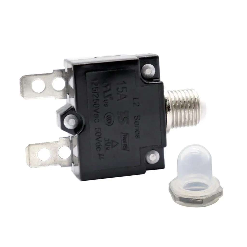  Amp Circuit Breaker Push-Button  with  Terminals And Clear Waterproof Button Cover