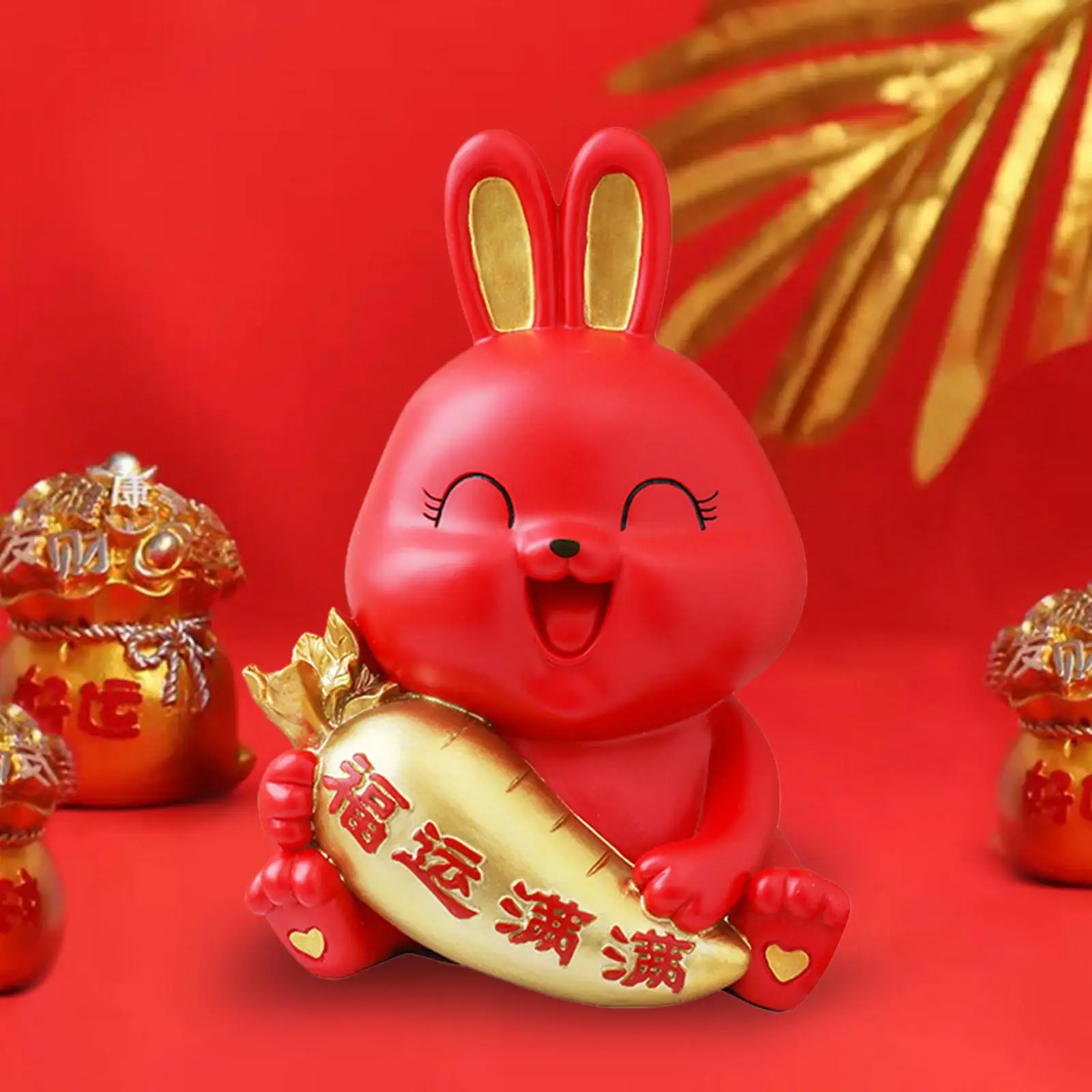 Chinese Style Rabbit Piggy Bank Sculpture Bunny Figurine Money Storage Box Desktop Money Bank for Home Decoraion Birthdays Gifts