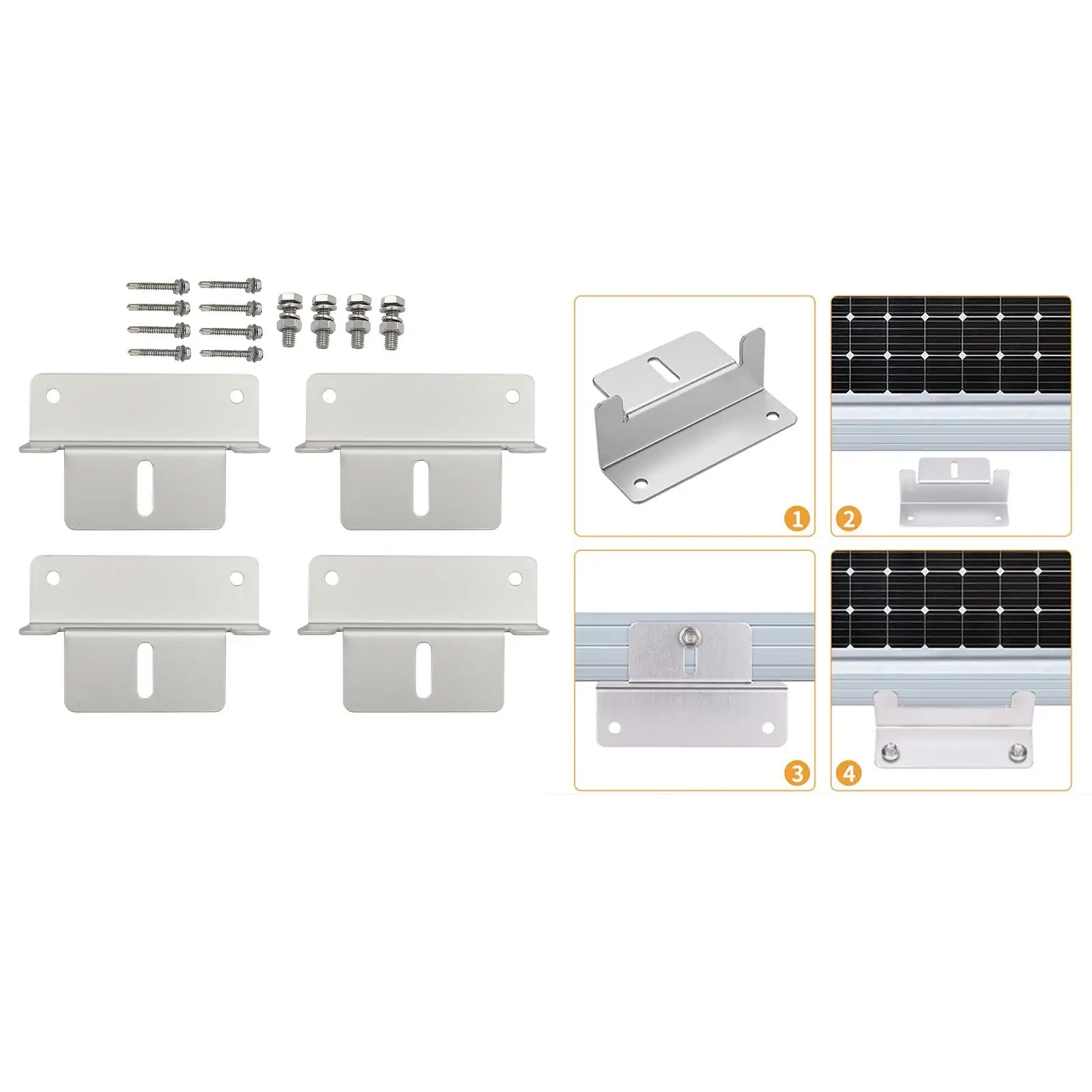 Solar Panel Mounting Brackets Aluminum Alloy Quality with Nuts and Bolts Install Accessories for Off Grid Trailers Yacht RV