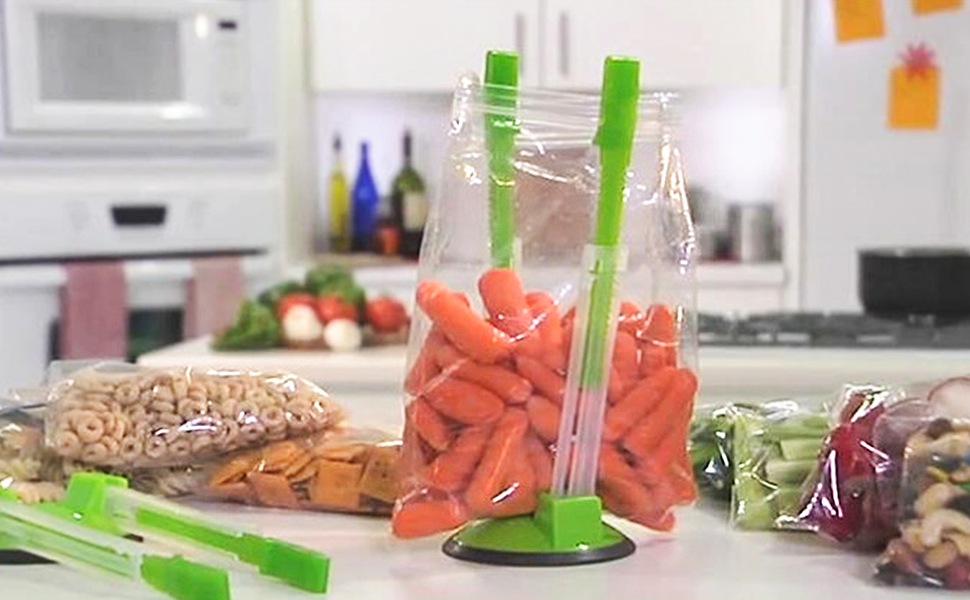 Description Picture 6 of item8Pcs Baggy Rack Food Storage Bags Clip for Food Prep Bag/Plastic Freezer Bag/Ziploc Bag Holder Stand