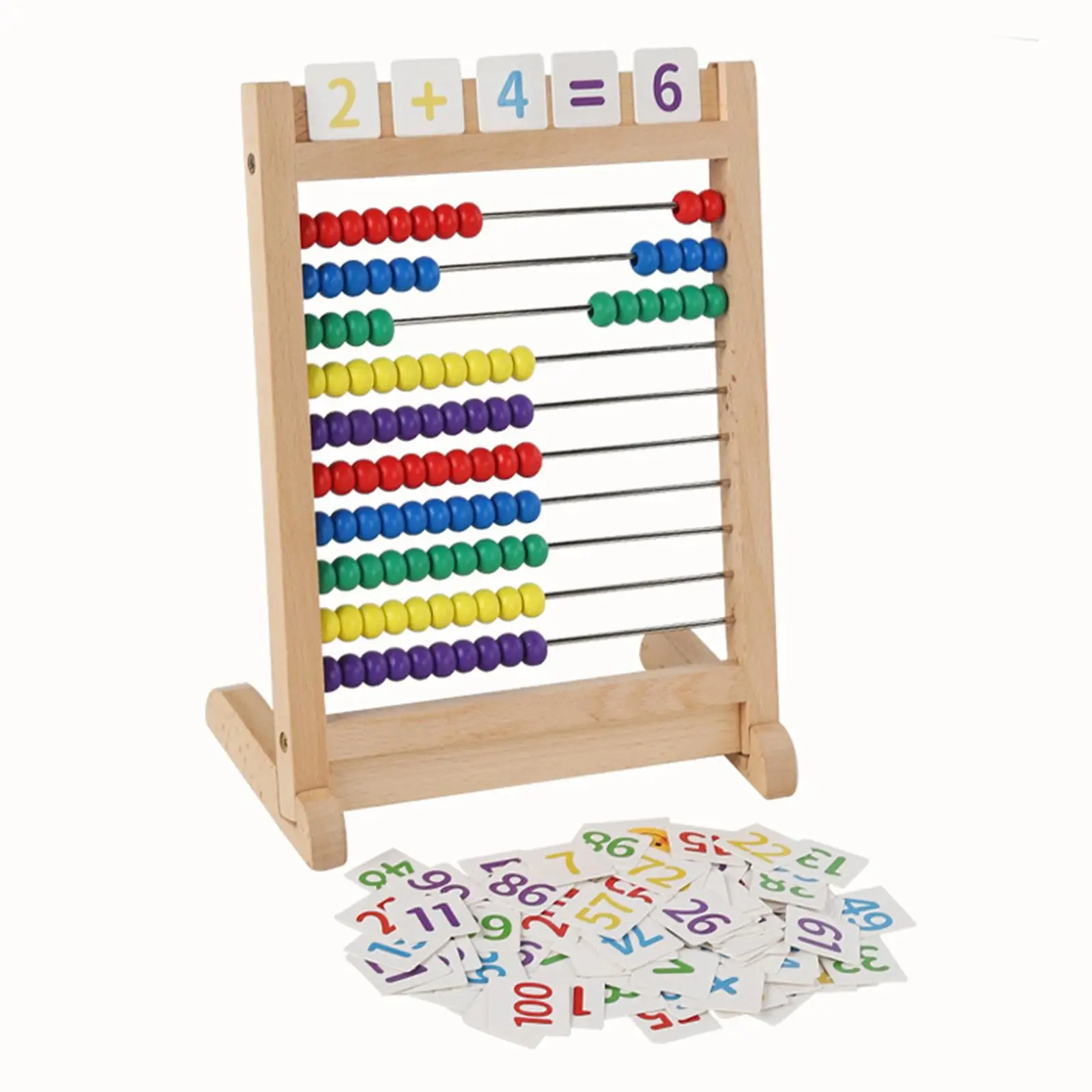 Wooden Abacus with 100 Colorful Beads Educational Toy Ten Frame Set for Preschool Children Kindergarten Toddlers Boys Girls