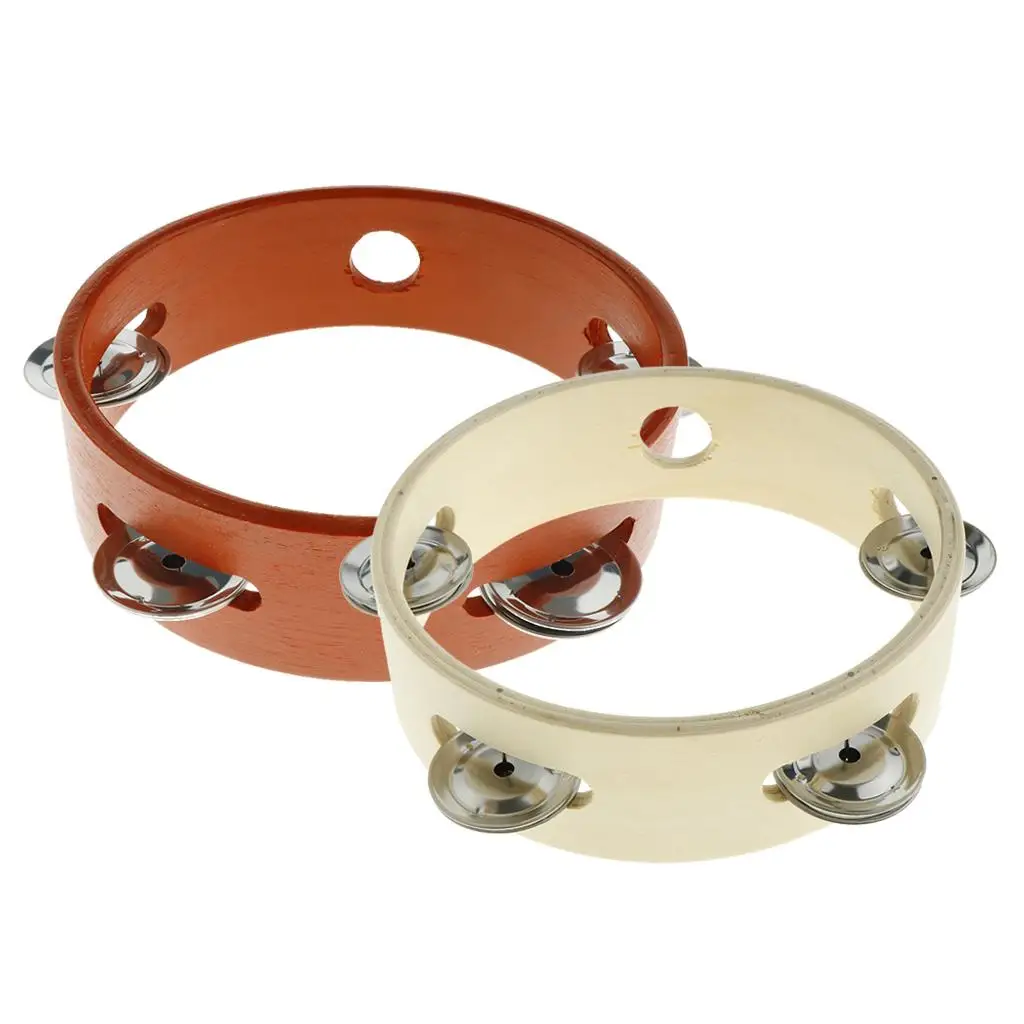 Exquisite Wood Single Row   Tambourine Hand Percussion Gift for Baby