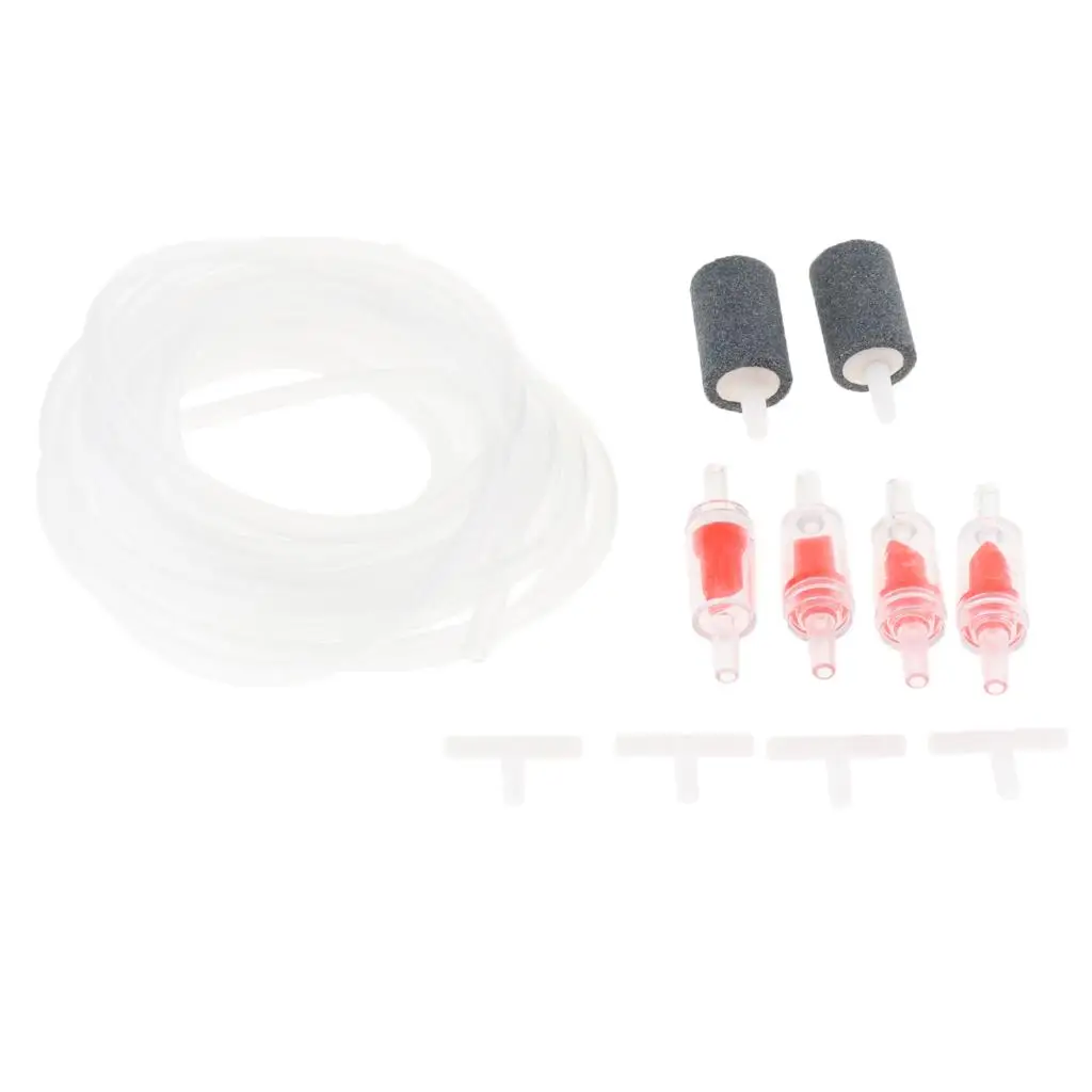 13 Feet Standard Airline Tubing Air Pump Accessories for Fish Tank, 2 Air Stones, 2 Non- Red Valves, and 2 T-connectors