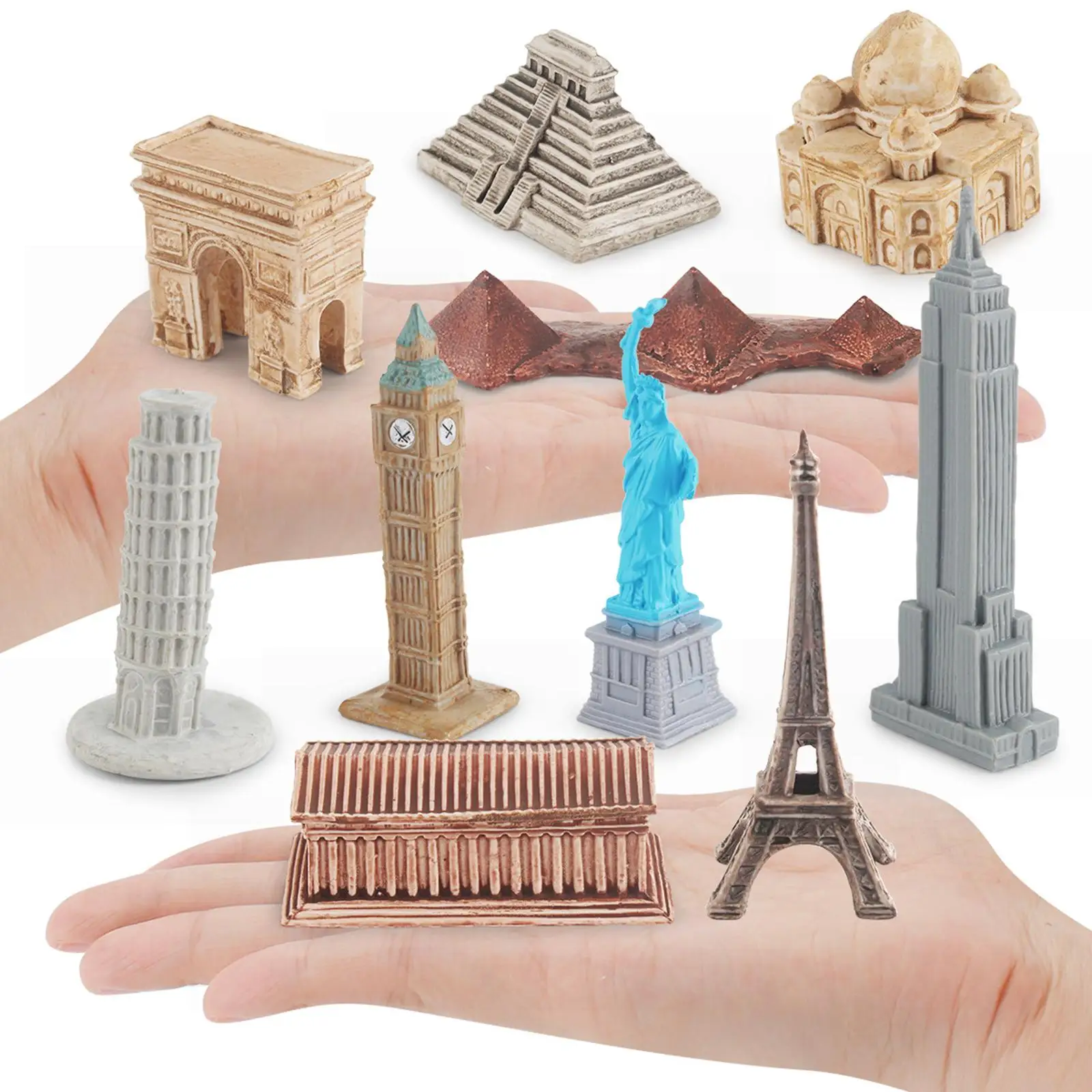10Pcs Landmark Buildings Miniature Model Mini Simulate Building Statue Teaching Props