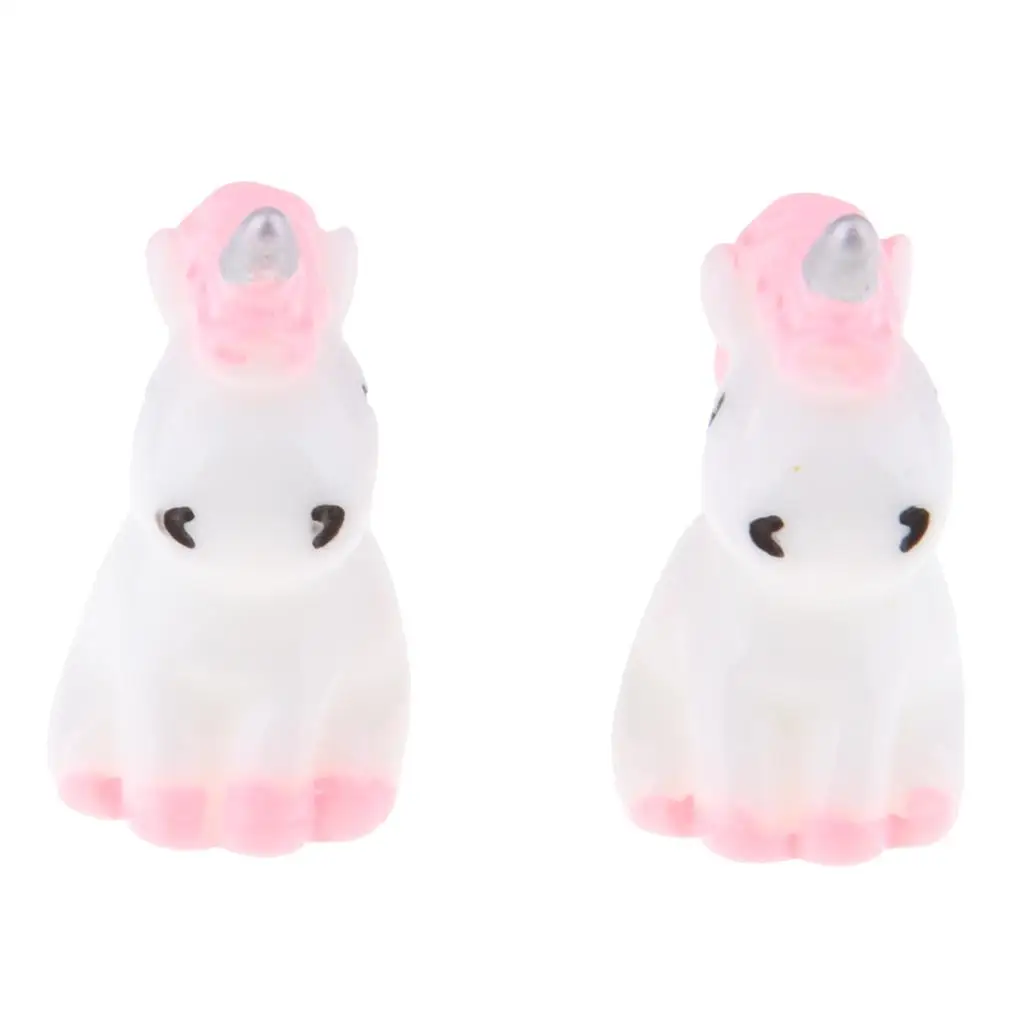 2x Mini Unicorn Statue Doll Cake Topper for Kids Birthday Party Office
