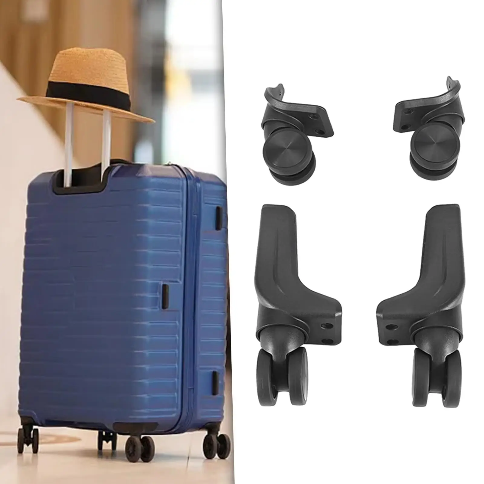 4 Pieces Replacement Luggage Suitcase Wheels Black Flexible Luggage Accessories Swivel Wheels Replacement Suitcase Caster Wheels