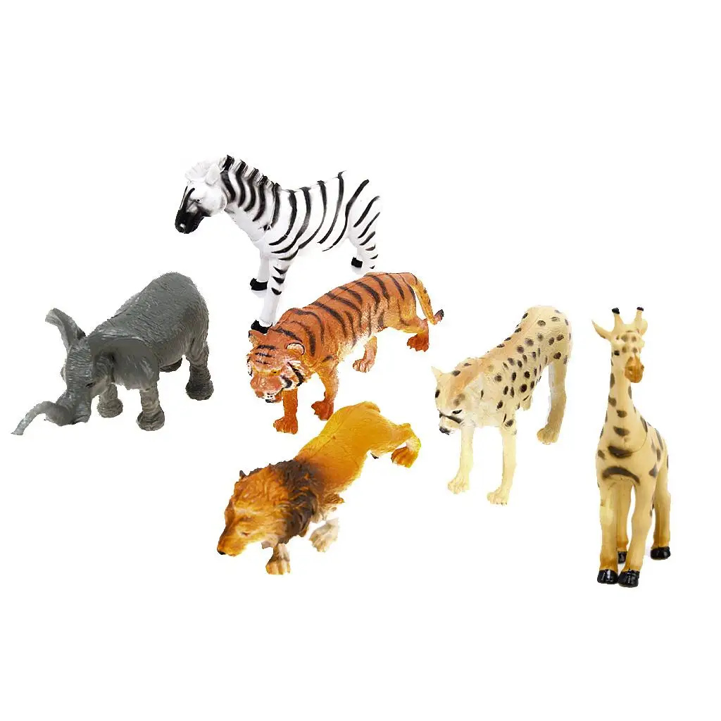 6 Pieces  Figurine Zoo Playset - Giraffe,Lion,,Zebra - Easter Eggs Party Supplies, Adults Collections, Kids Learning Toy