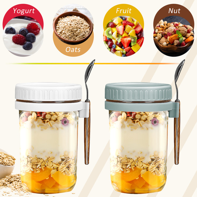 Relax love 2Pcs Overnight Oats Containers with Stainless Steel