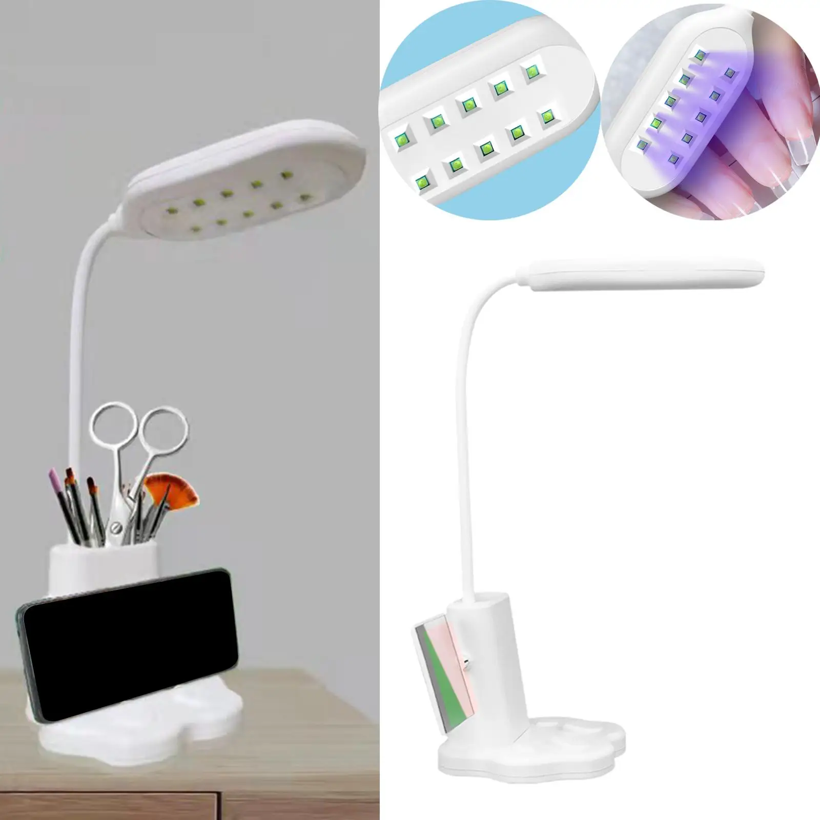 LED UV Nail Lamp 10 LEDs Gel Polish Drying Lamp Rechargeable Gel Polish Light for Home Salon