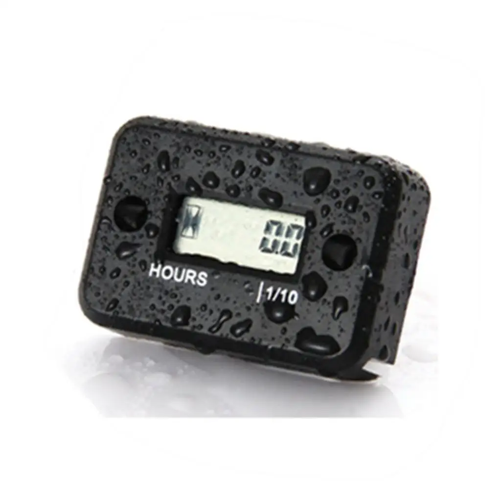 Black Inductive Hour Meter for Marine ATV Motorcycle Dirt Ski Waterproof