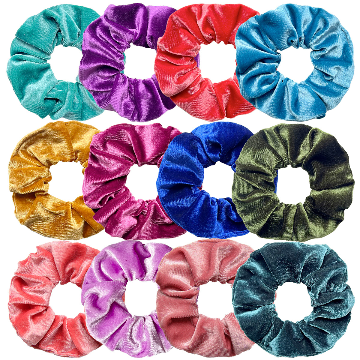 12 Stück Vintage Damen Rosa Samt Scrunchies Baby Mädchen Kopfbedeckung Weiß Schwarz Blau Grün Elastische Haarbänder Kinder Haarschmuck – Detail 18