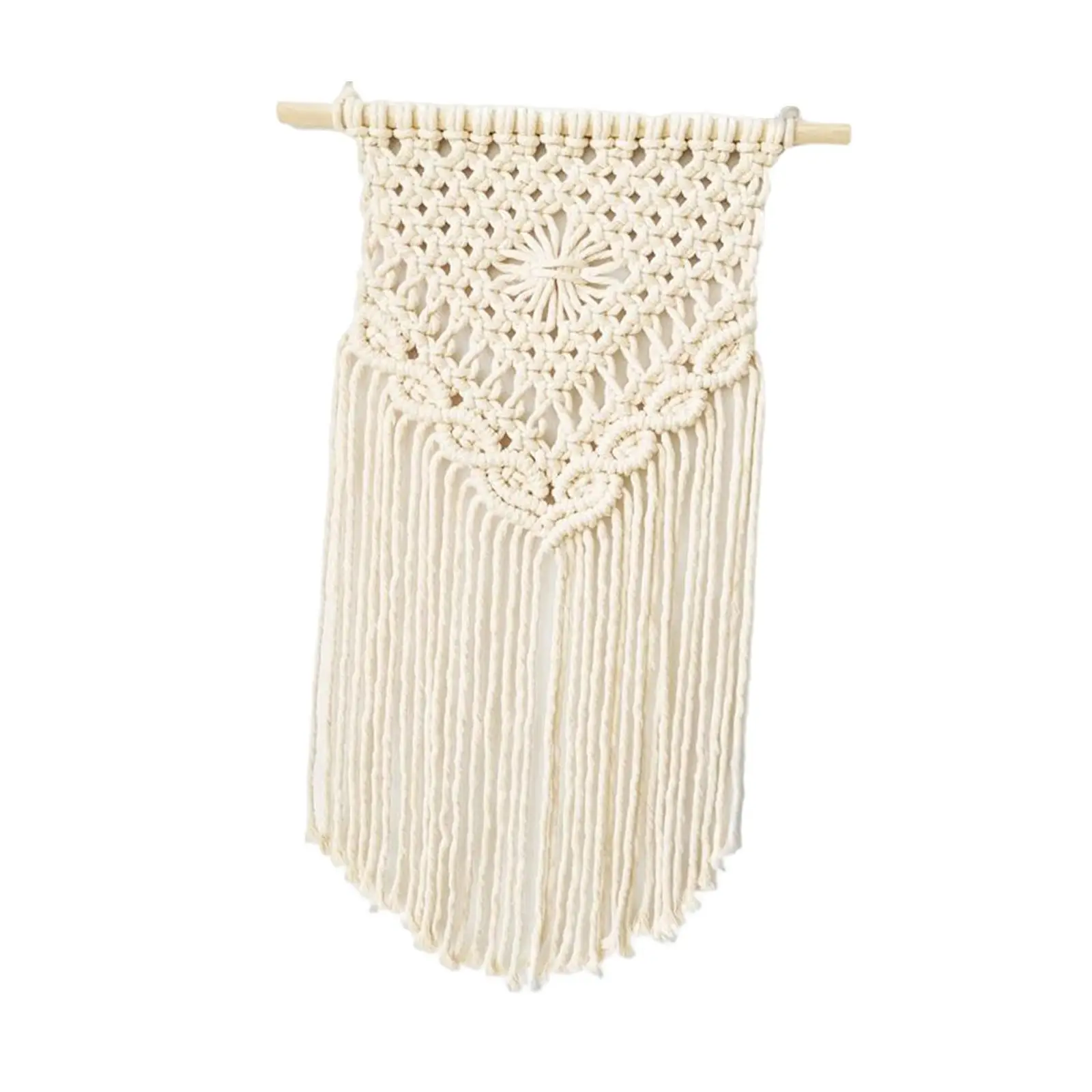 Macrame Wall Hanging Tapestry Boho 35x60cm White Color for Apartment Room Wall Art