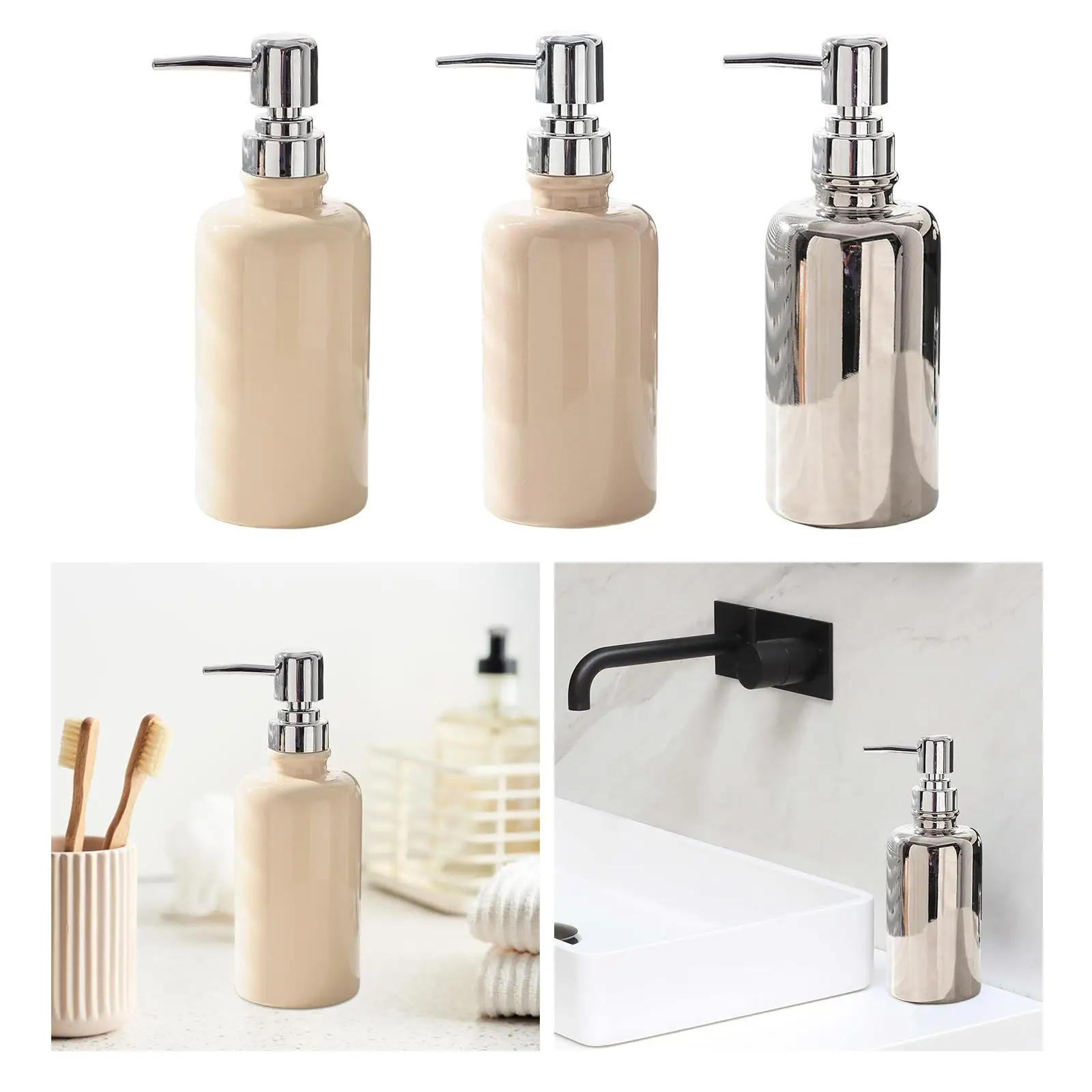 Ceramic Liquid Hand Soap Dispenser Pump Bottle Refillable Liquid Hand Soap Jar Shower Dispenser for Bathroom Lotion Farmhouse
