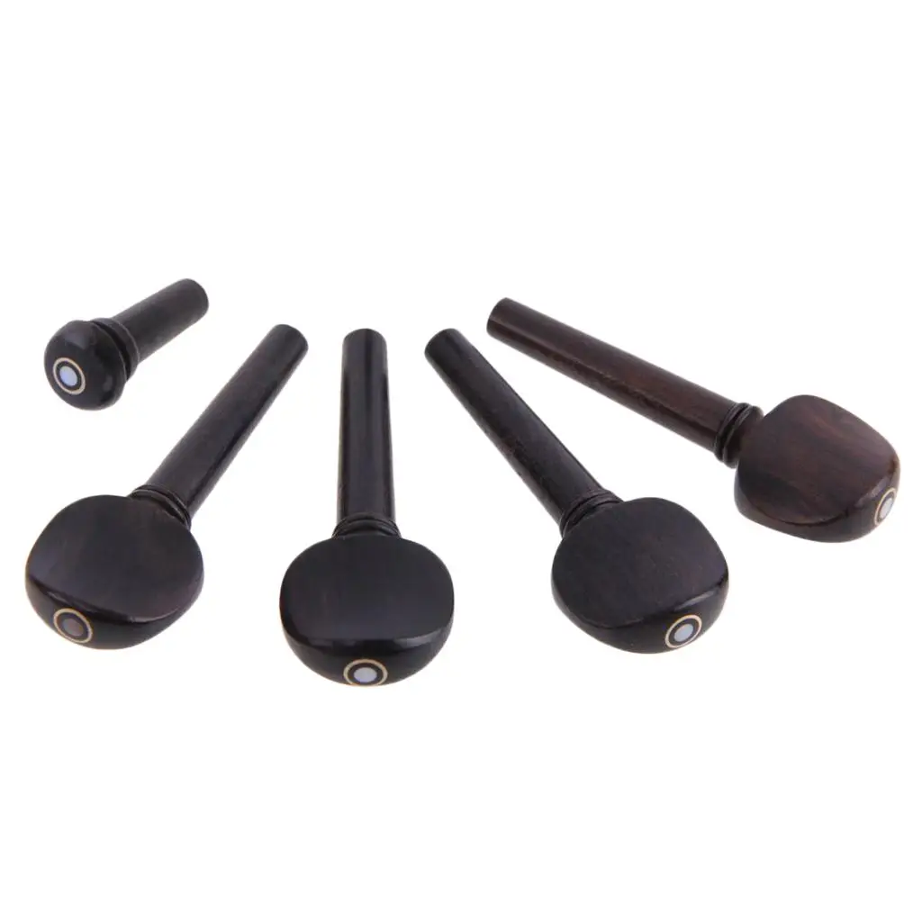 4 Pieces Ebony Tuning Pegs+ Set for 4/4 Violin Fiddle Accessories