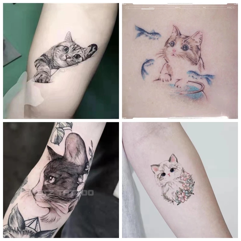 Best of 4pc Cute Cat Waterproof Temporary Tattoos Stickers For Kids Cartoon Fake Tattoo For Woman Faux Tatouage Sexy Body Art Tatuagem Reviews & Tips