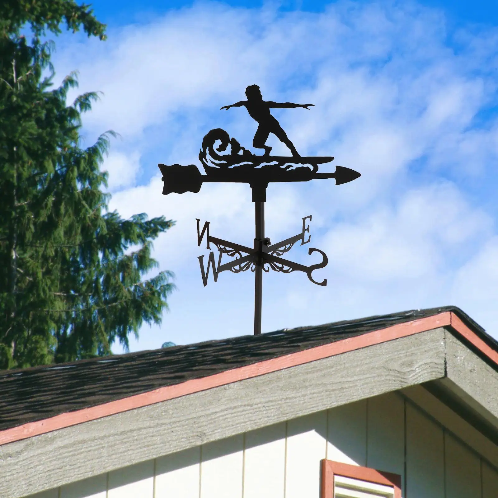 Iron Weather Vane Wind Vane Wind Direction Indicator Roof Mount for Farmhouse Garden Patio Crafts Ornament