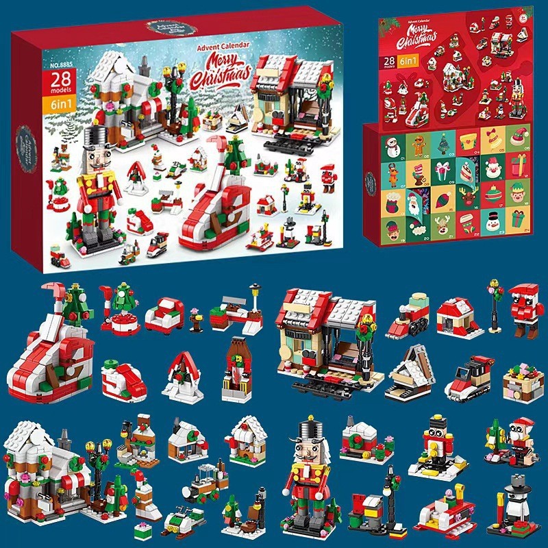 Description Picture 5 of item24Days Christmas Advent Calendar Building Blocks Box DIY Nutcracker Santa Claus Bricks for Kid Christmas Gift Countdown Calendar