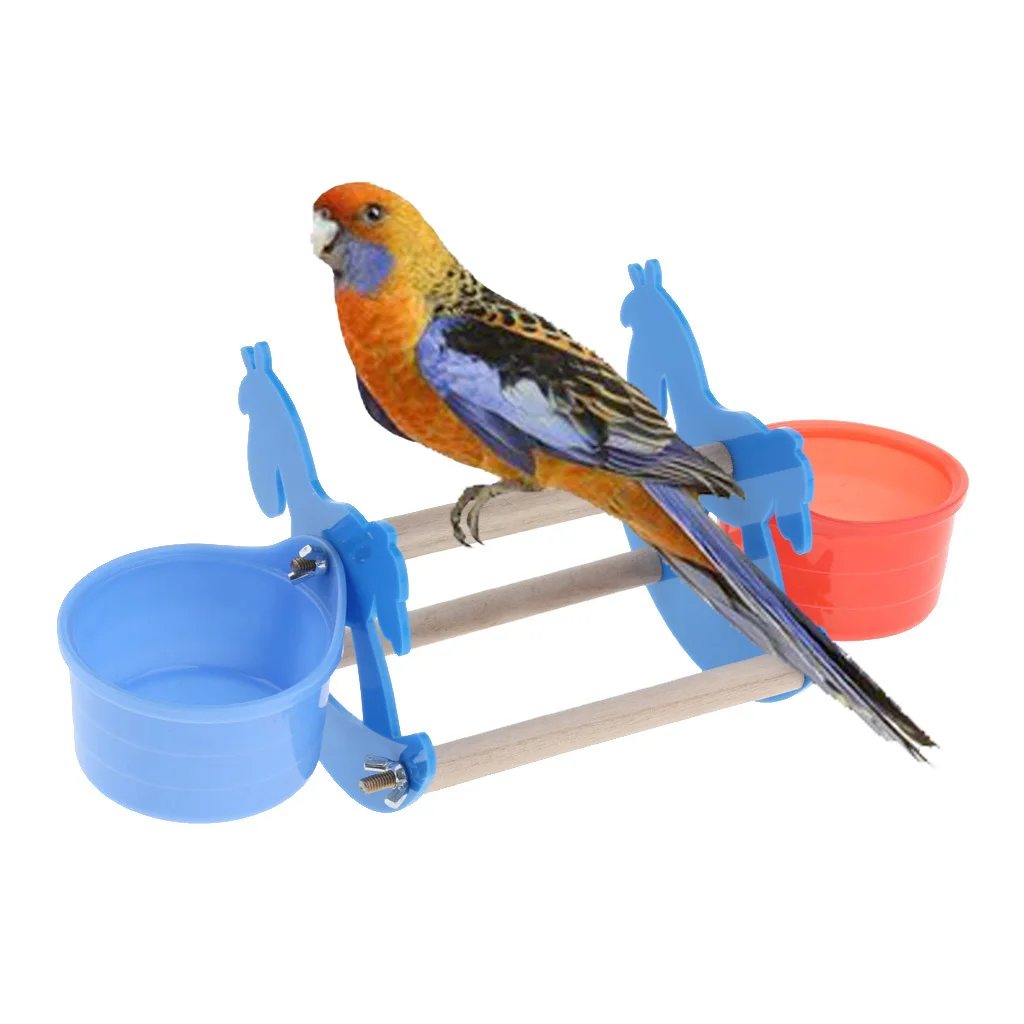 Parrot Rocking  Toys Wooden Horse Bird Stand Chew Toys With  Cup