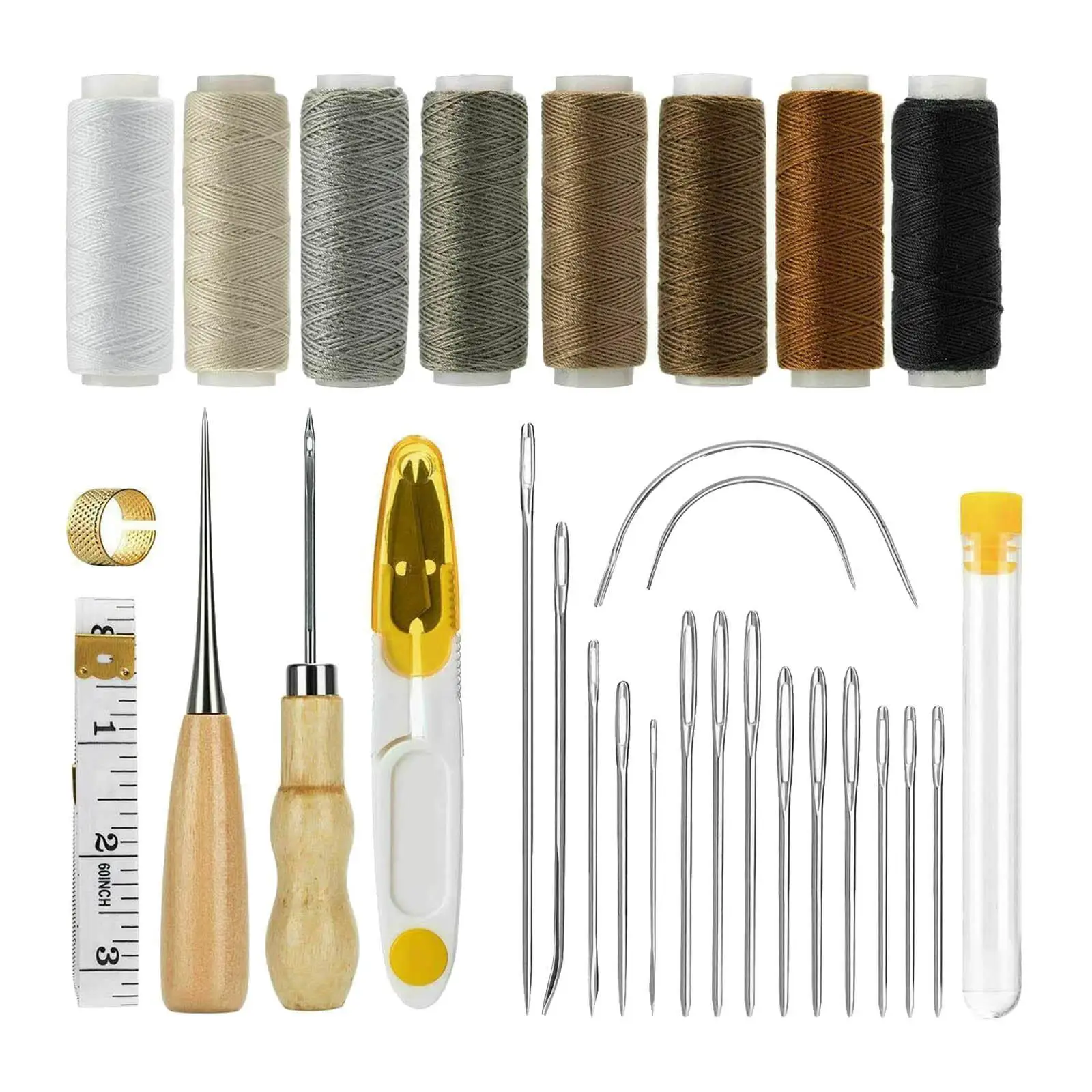 29Pcs Leather Sewing Upholstery Repair Kit, Leather Sewing Kit for Beginners and Professionals Leather Craft DIY