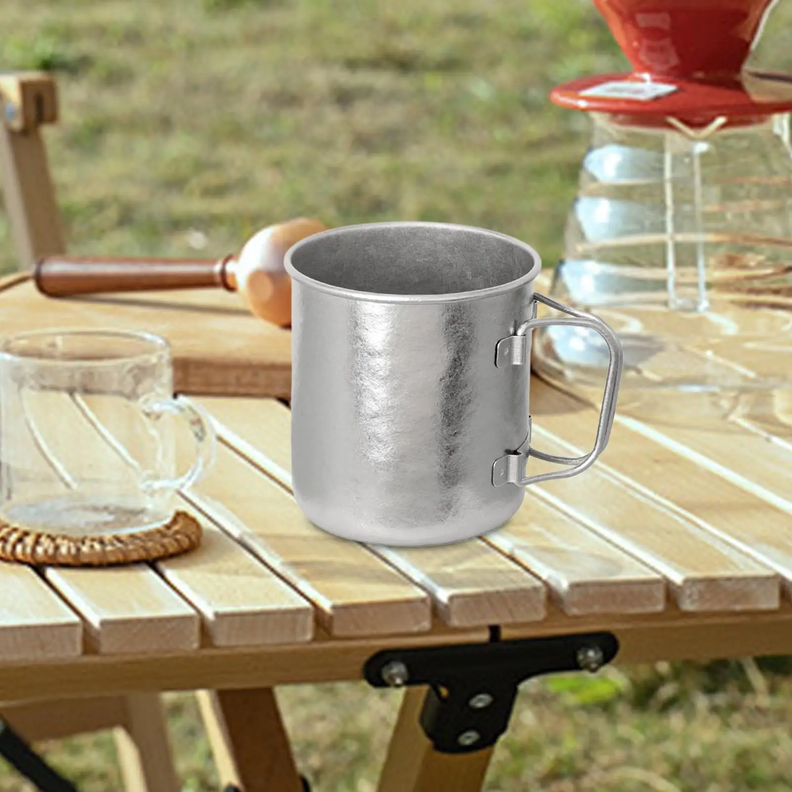 Lightweight Titanium Cup, Camping Mug Titanium Mug Folding Handle Coffee Cup
