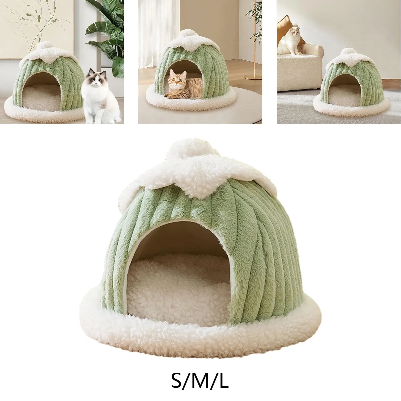 Semi Enclosed Pet Cat Nest Kitten Cat Warm House Hideout Kennel Soft Self Warming Cat Tent Pets Cave Bed for Hamster Kitten