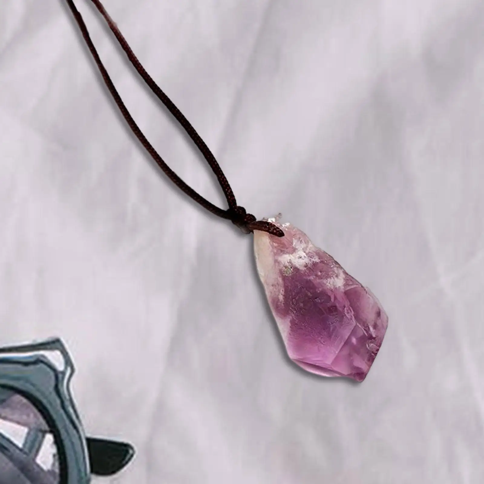 Fashion Amethyst Crystal Necklace Gemstone Hanging DIY Decoration Pendant Jewelry Violet Stone Necklace for Girls Birthday Gifts