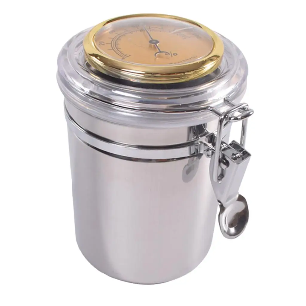 Stainless Steel Cylindrical Cigar Hydrating Tube Cup Humidor W/ Hygrometer