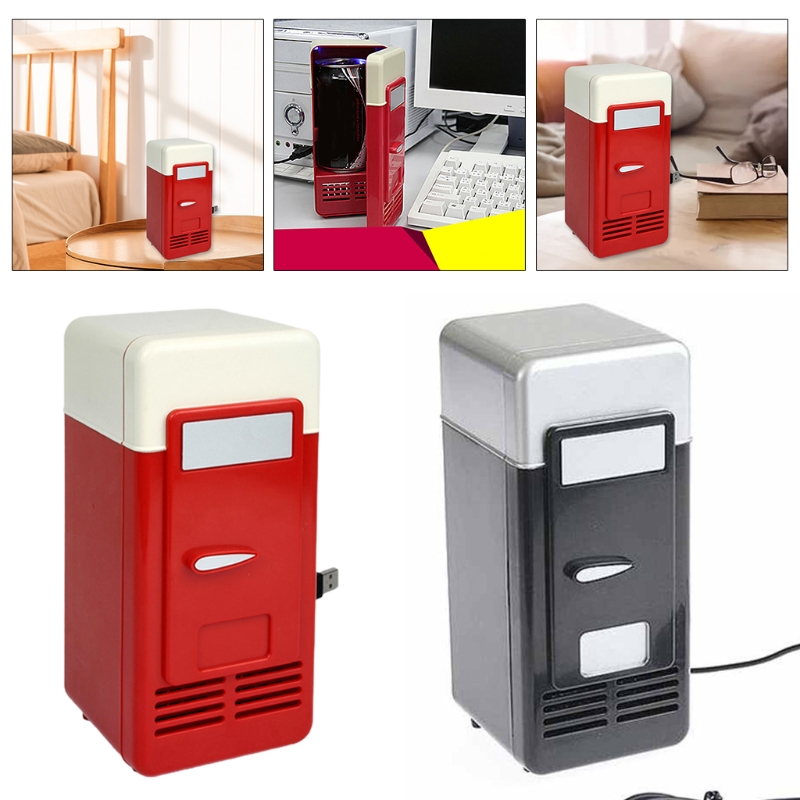 Title 1, USB Mini Fridge Refrigerator with LED Light Fri...