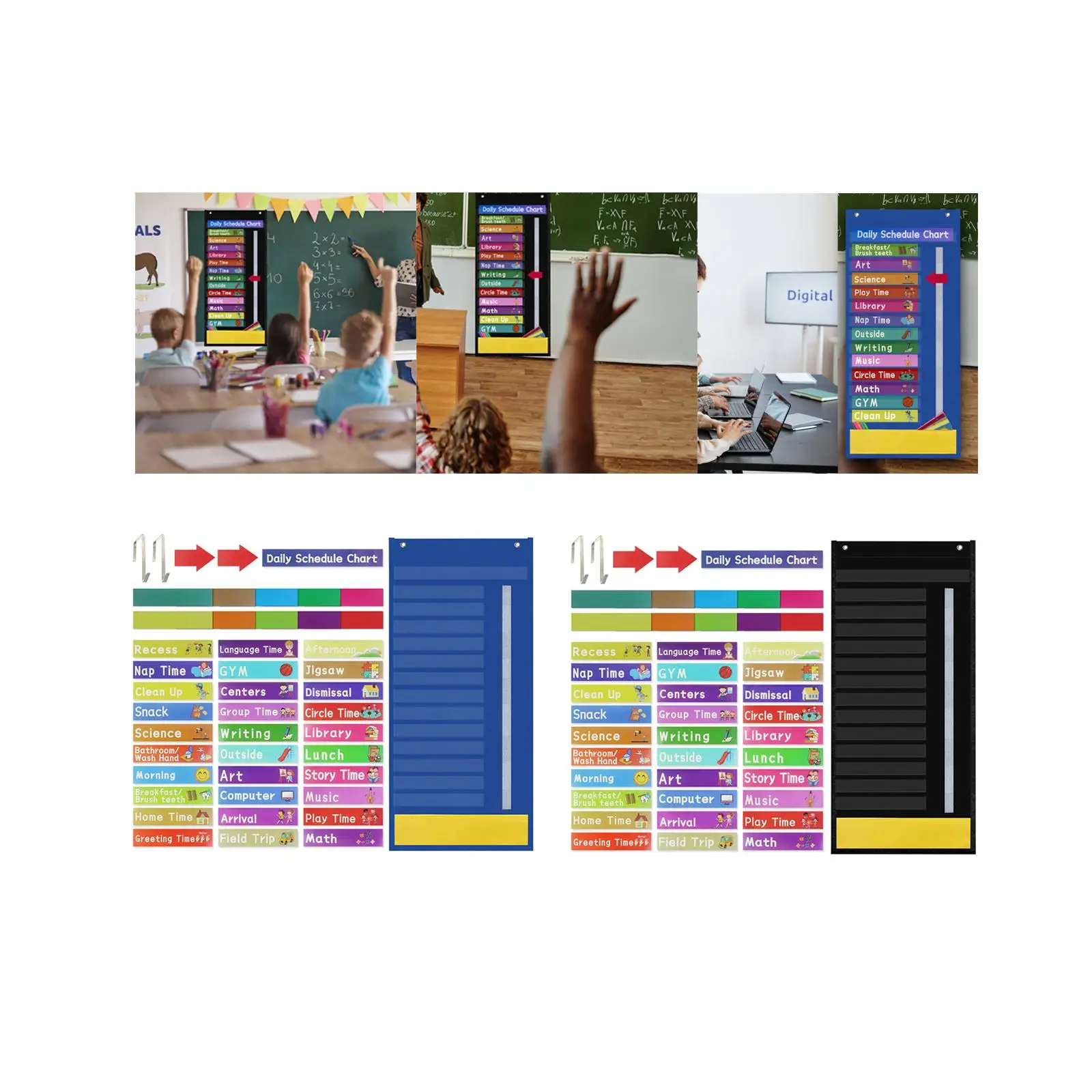 Daily Schedule Chart with Reminder Chart Office Organization with 41 Activity Cards Daily Classroom Calendar for Ages 3+ Kids