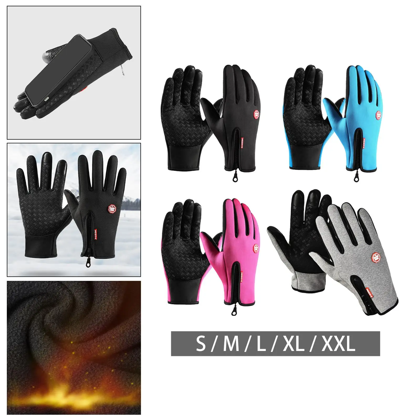 Winter Gloves Non Slip Thermal Waterproof Warm Insulated Windproof for Running Riding Motorcycle Outdoor Sports Adults Unisex