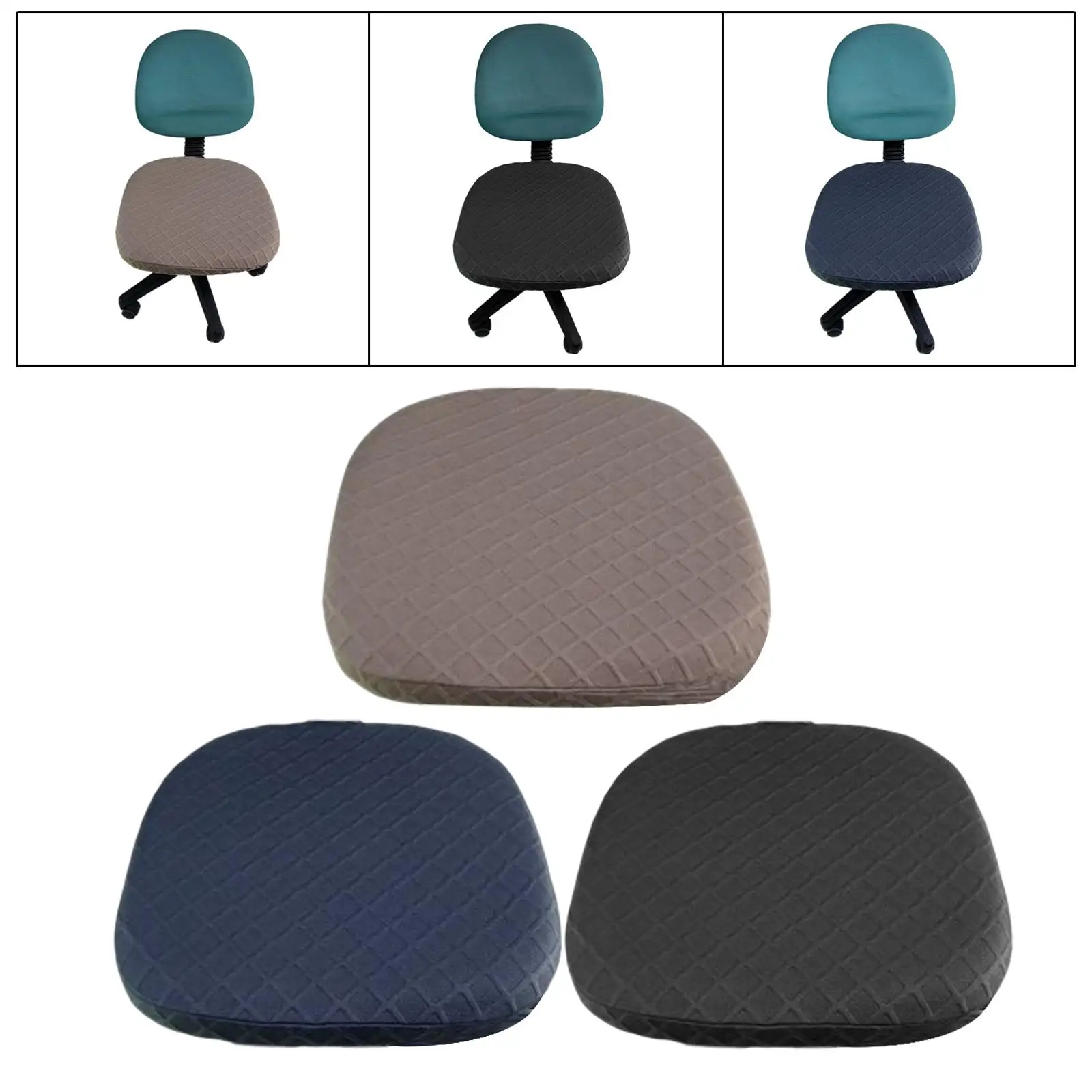 Stretch Jacquard Office Chair Seat Cushion Cover Protector Washable with Elastic Band Reusable Wrinkle Resistance Durable Fabric
